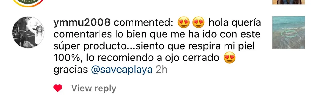 Captura de un comentario de un cliente sobre Save a Playa.