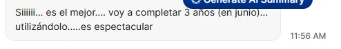 Captura de un comentario de un cliente sobre Save a Playa.