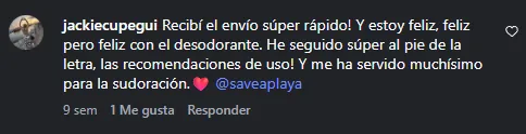 Captura de un comentario de un cliente sobre Save a Playa.
