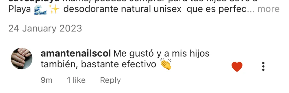 Captura de un comentario de un cliente sobre Save a Playa.