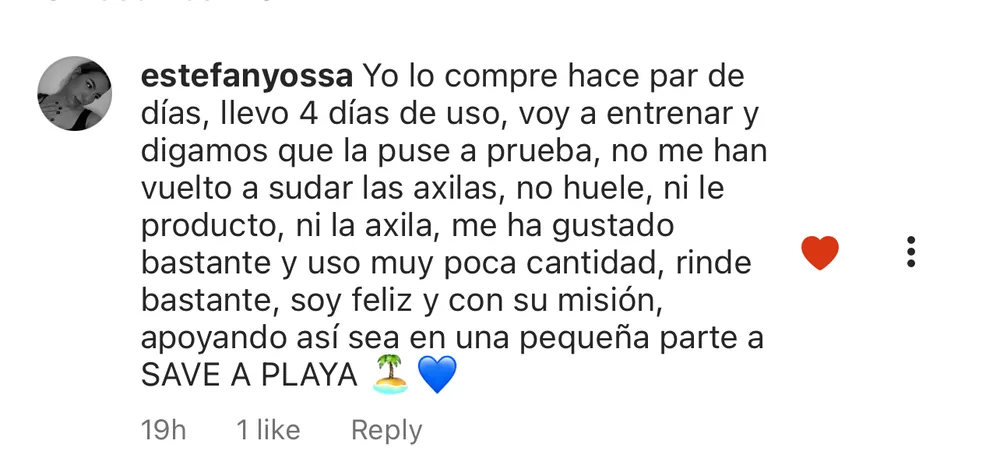 @estefanyossa: lo puso a prueba entrenando; no le volvieron a sudar las axilas, no huele y rinde bastante.