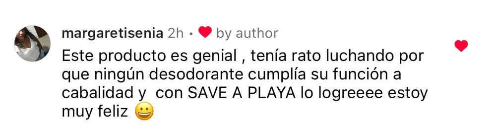 @margaretisenia: ningún desodorante cumplía su función; con Save a Playa lo logró.