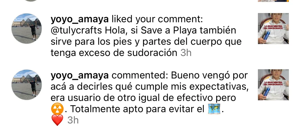 Captura de un comentario de un cliente sobre Save a Playa.