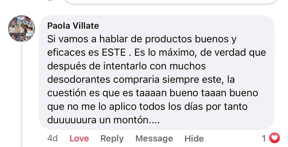 Paola Villate: después de intentarlo con muchos, compraría siempre este; es tan bueno que no se lo aplica todos los días.