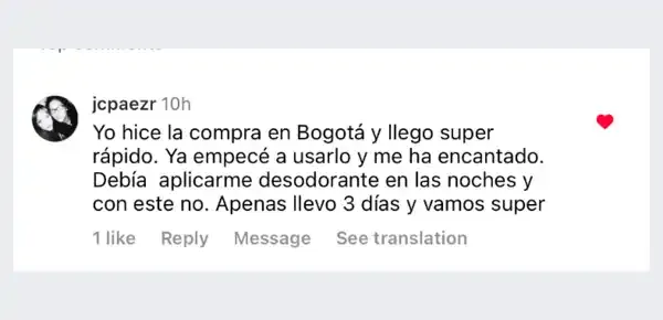 Captura de un comentario de un cliente sobre Save a Playa.