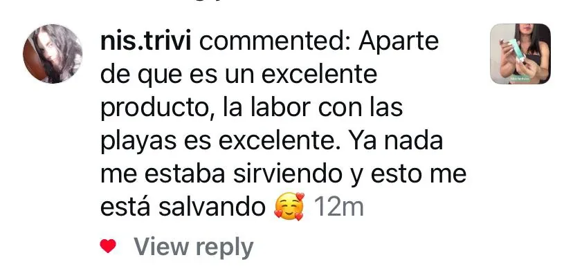 @nis.trivi: Aparte de que es un excelente producto, la labor con las playas es excelente. Ya nada me estaba sirviendo y esto me está salvando.
